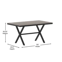 Flash Furniture Finch Commercial Grade X-Frame Outdoor Dining Table 59" X 35.5" With Faux Teak Poly Slats And Metal Frame -Flash Furniture GUEST 97521111 640a 4e1b b923 61c915cca92b