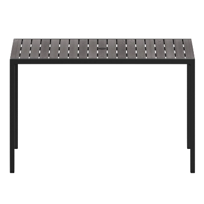 Flash Furniture Lark Outdoor Dining Table With Synthetic Gray Wash Teak Poly Slats - 30" X 48" Steel Framed Restaurant Table With Umbrella Holder Hole 10 Flash Furniture Lark Outdoor Dining Table With Synthetic Gray Wash Teak Poly Slats - 30" X 48" Steel Framed Restaurant Table With Umbrella Holder Hole - Image 8