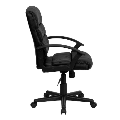 Mid-Back LeatherSoft Swivel Task Office Chair With Accent Divided Back And Arms Black Leather - Flash Furniture 3 Mid-Back LeatherSoft Swivel Task Office Chair With Accent Divided Back And Arms Black Leather - Flash Furniture