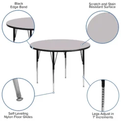 Flash Furniture 48'' Round Thermal Laminate Activity Table - Standard Height Adjustable Legs 17 Flash Furniture 48'' Round Thermal Laminate Activity Table - Standard Height Adjustable Legs -Flash Furniture GUEST 99d03a77 10e7 488a 8e59 e0f0d8cc77f6