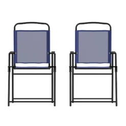 Flash Furniture Set Of 2 Mystic Folding Patio Sling Chairs, Outdoor Textilene Lawn Chairs With Armrests -Flash Furniture GUEST 99e32e91 eb63 4edc a40b ce27420ab4ed