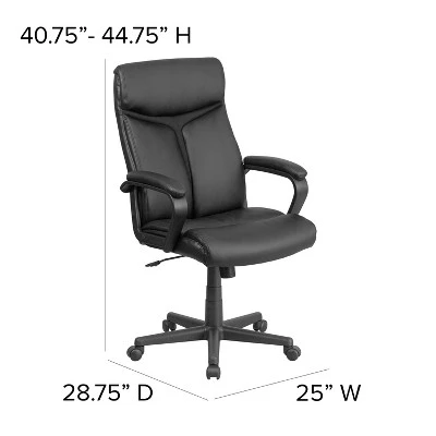 Flash Furniture Raya High Back Black LeatherSoft Executive Swivel Office Chair With Slight Mesh Accent And Arms 5 Flash Furniture Raya High Back Black LeatherSoft Executive Swivel Office Chair With Slight Mesh Accent And Arms - Image 3