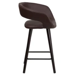 Flash Furniture Brynn Series 24'' High Contemporary Vinyl Rounded Back Counter Height Stool With Cappuccino Wood Frame -Flash Furniture GUEST 9a74eab4 6caf 42f4 ba06 646da52ce416