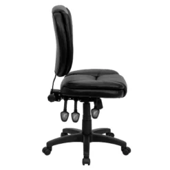 Multi-Functional Ergonomic Swivel Task Chair Black Leather - Flash Furniture