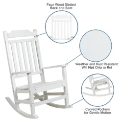 Flash Furniture Set Of 2 Winston All-Weather Poly Resin Rocking Chairs With Accent Side Table -Flash Furniture GUEST 9b7f8fc8 63fd 4fe8 9684 bcfc39072101
