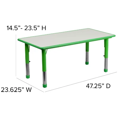 Flash Furniture 23.625"W X 47.25"L Rectangular Plastic Height Adjustable Activity Table 5 Flash Furniture 23.625"W X 47.25"L Rectangular Plastic Height Adjustable Activity Table - Image 3