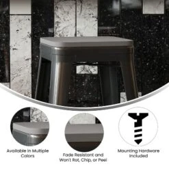 Flash Furniture Perry Poly Resin Wood Square Seat With Rounded Edges For Colorful Metal Barstools -Flash Furniture GUEST 9ba3e6b0 16e2 4dfe a39f 5615fdb2a386