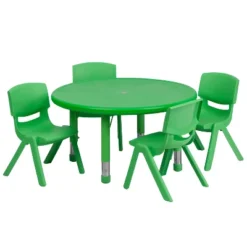 Flash Furniture 33" Round Plastic Height Adjustable Activity Table Set With 4 Chairs -Flash Furniture GUEST 9ba7db33 e4cf 4585 b3a0 41aff703b2fd