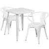 Flash Furniture Commercial Grade 23.75" Square Metal Indoor-Outdoor Table Set With 2 Arm Chairs