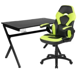 Flash Furniture Gaming Desk And Racing Chair Set With Cup Holder, Headphone Hook & 2 Wire Management Holes -Flash Furniture GUEST 9c56e17a b523 47b2 bd67 768109659434