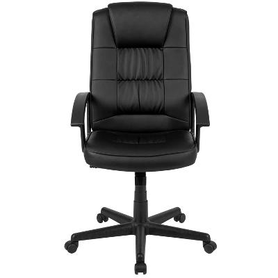 Flash Furniture Biscayne Flash Fundamentals High Back Black LeatherSoft-Padded Task Office Chair With Arms 4 Flash Furniture Biscayne Flash Fundamentals High Back Black LeatherSoft-Padded Task Office Chair With Arms - Image 2