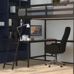 Flash Furniture Riley Loft Bed Frame With Desk, Wooden Bed Frame With Protective Guard Rails & Ladder For Kids And Teens -Flash Furniture GUEST 9ca1f9bc a9a7 47f0 a4c8 6a9806d4eec2