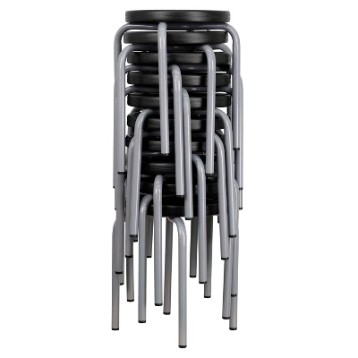 Flash Furniture Stackable Stool With Silver Powder Coated Frame 4 Flash Furniture Stackable Stool With Silver Powder Coated Frame - Image 2