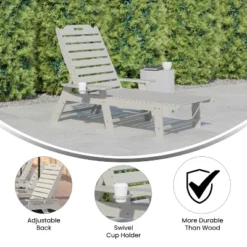 Flash Furniture Monterey Adjustable Adirondack Lounger With Cup Holder- All-Weather Indoor/Outdoor HDPE Lounge Chair -Flash Furniture GUEST 9cead2a5 4b53 4232 b719 d81c687af505