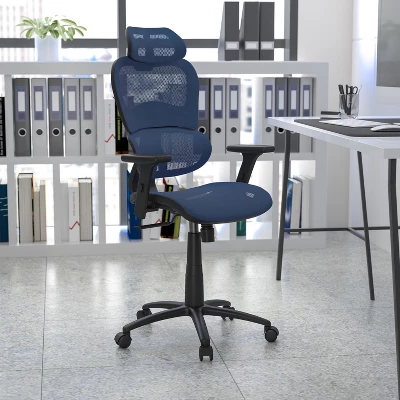 Flash Furniture Ergonomic Mesh Office Chair With 2-to-1 Synchro-Tilt, Adjustable Headrest, Lumbar Support, And Adjustable Pivot Arms 3 Flash Furniture Ergonomic Mesh Office Chair With 2-to-1 Synchro-Tilt, Adjustable Headrest, Lumbar Support, And Adjustable Pivot Arms