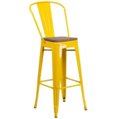 Flash Furniture 30" High Metal Barstool With Back And Wood Seat 32 Flash Furniture 30" High Metal Barstool With Back And Wood Seat -Flash Furniture GUEST 9e3870fa 5dc2 440f 931f 2ca6edef927b