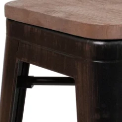Flash Furniture 24" High Backless Metal Counter Height Stool With Square Wood Seat -Flash Furniture GUEST 9eb63153 110c 4f8b 93ba ff07275ffe41