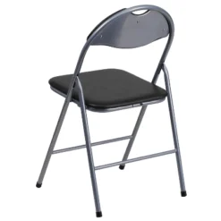 Flash Furniture 2 Pack HERCULES Series Black Vinyl Metal Folding Chair With Carrying Handle -Flash Furniture GUEST 9ed44d65 0e6e 4757 a8a7 b70e126223a3