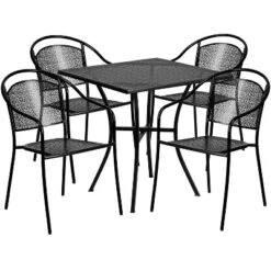 Flash Furniture Oia Commercial Grade 28" Square Indoor-Outdoor Steel Patio Table Set With 4 Round Back Chairs -Flash Furniture GUEST 9fdfcd71 37ef 4192 bfce f331a2f8c06c