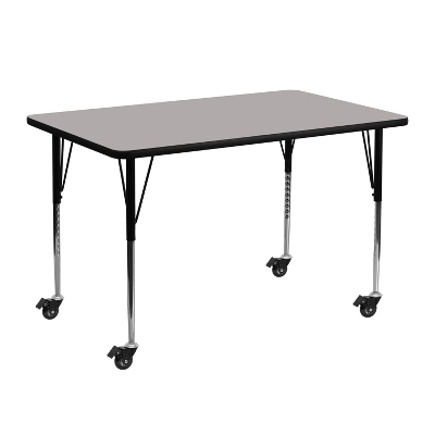 Flash Furniture Mobile 24''W X 48''L Rectangular HP Laminate Activity Table - Standard Height Adjustable Legs 6 Flash Furniture Mobile 24''W X 48''L Rectangular HP Laminate Activity Table - Standard Height Adjustable Legs - Image 4