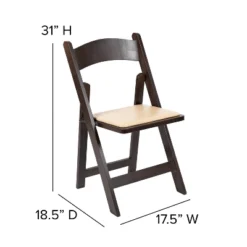 Flash Furniture HERCULES Series Chocolate Wood Folding Chair With Vinyl Padded Seat -Flash Furniture GUEST a08a3492 dc58 440c ae10 f2279e9b5ebc