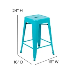 Flash Furniture Cierra Set Of 4 Commercial Grade 24" High Backless Metal Indoor Counter Height Stools With All-Weather Poly Resin Seats -Flash Furniture GUEST a08b5275 e37b 4ec2 8461 262996b89442