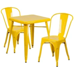 Flash Furniture Commercial Grade 23.75" Square Metal Indoor-Outdoor Table Set With 2 Stack Chairs 23 Flash Furniture Commercial Grade 23.75" Square Metal Indoor-Outdoor Table Set With 2 Stack Chairs -Flash Furniture GUEST a0fa0ac6 fe9e 4414 8515 40340a08863e