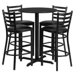 Flash Furniture 30'' Round Laminate Table Set With X-Base And 4 Ladder Back Metal Barstools 24 Flash Furniture 30'' Round Laminate Table Set With X-Base And 4 Ladder Back Metal Barstools -Flash Furniture GUEST a18c476f 7c16 4206 b281 39f769e0a212