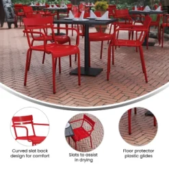 Flash Furniture Nash Commercial Grade Steel Indoor-Outdoor Stackable Chair With 2 Slats And Arms, Set Of 2 -Flash Furniture GUEST a283f3e9 850a 499e b9e2 1b9ec3414256 1