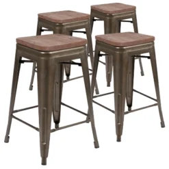 Flash Furniture 24" High Metal Counter-Height, Indoor Bar Stool With Wood Seat - Stackable Set Of 4 26 Flash Furniture 24" High Metal Counter-Height, Indoor Bar Stool With Wood Seat - Stackable Set Of 4 -Flash Furniture GUEST a2e54c9b 3250 4a22 9a27 16a551f6ec58