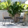 Flash Furniture Devon Set Of 2 Indoor/Outdoor Patio Boho Club Chairs, Rope With PE Wicker Rattan, Cushions And Sled Base -Flash Furniture GUEST a340eb58 0327 454a 9708 afb38576d4ed