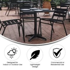 Flash Furniture Lila 27.5'' Square Aluminum Indoor-Outdoor Table Set With 4 Slat Back Chairs -Flash Furniture GUEST a3544fe3 5d5d 4fbb 8013 ac17589646e9