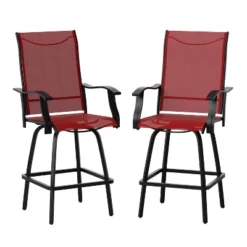 Flash Furniture Valerie Patio Bar Height Stools Set Of 2, All-Weather Textilene Swivel Patio Stools And Deck Chairs With High Back & Armrests -Flash Furniture GUEST a3ad6a4d 02b8 48bb a7ec e3d098ddda04