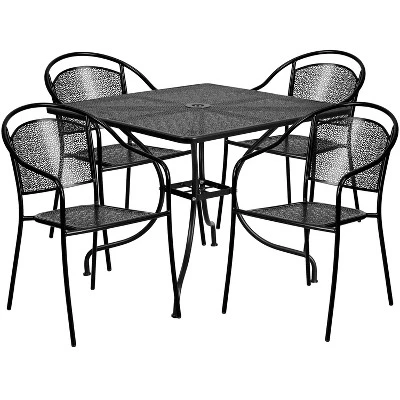 Flash Furniture Oia Commercial Grade 35.5" Square Indoor-Outdoor Steel Patio Table Set With 4 Round Back Chairs 14 Flash Furniture Oia Commercial Grade 35.5" Square Indoor-Outdoor Steel Patio Table Set With 4 Round Back Chairs - Image 12