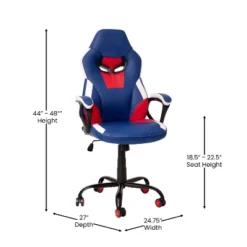 Flash Furniture Ergonomic PC Office Computer Chair - Adjustable Red & Blue Designer Gaming Chair - 360° Swivel - Red Dual Wheel Casters -Flash Furniture GUEST a3fad12d 3b47 43be 84f7 ae133e20ef10