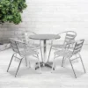 Flash Furniture Lila 27.5'' Round Aluminum Indoor-Outdoor Table Set With 4 Slat Back Chairs 1 Flash Furniture Lila 27.5'' Round Aluminum Indoor-Outdoor Table Set With 4 Slat Back Chairs -Flash Furniture GUEST a5539c6a 290c 4f09 a0da 07d7d2c8ca94