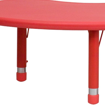 Flash Furniture 35"W X 65"L Half-Moon Plastic Height Adjustable Activity Table 6 Flash Furniture 35"W X 65"L Half-Moon Plastic Height Adjustable Activity Table - Image 4