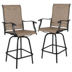 Flash Furniture Valerie Patio Bar Height Stools Set Of 2, All-Weather Textilene Swivel Patio Stools And Deck Chairs With High Back & Armrests -Flash Furniture GUEST a56bb3b0 3e3e 4b2d 9159 10a69ec5ebb1