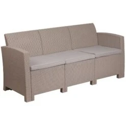 Flash Furniture Faux Rattan Sofa With All-Weather Cushions -Flash Furniture GUEST a5b92150 33ec 436f af88 4966dd9a88b9