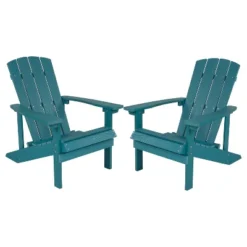 Flash Furniture Set Of 2 Charlestown All-Weather Poly Resin Wood Adirondack Chairs -Flash Furniture GUEST a5fb80aa 18a0 4ac8 9265 911d7ebb2d9e