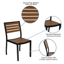 Flash Furniture Lark Outdoor Patio Bistro Dining Table Set With 4 Chairs And Faux Teak Poly Slats -Flash Furniture GUEST a61f7918 fee7 48ba a3f5 019f9ec0468d