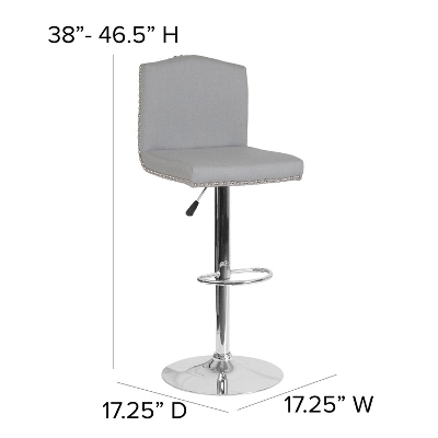 Flash Furniture Bellagio Contemporary Adjustable Height Crown Back Barstool With Accent Nail Trim 5 Flash Furniture Bellagio Contemporary Adjustable Height Crown Back Barstool With Accent Nail Trim - Image 3