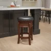 Flash Furniture 24'' High Backless Wood Counter Height Stool With Carved Apron And LeatherSoftSoft Swivel Seat