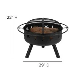 Flash Furniture 5 Piece Charlestown Poly Resin Wood Adirondack Chair Set With Fire Pit - Star And Moon Fire Pit With Mesh Cover -Flash Furniture GUEST a6e66b83 47a3 4a0f b3ba 3aaac177bb12 1