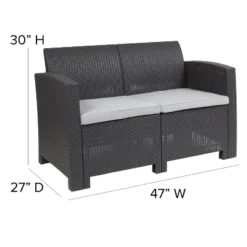 Flash Furniture Faux Rattan Loveseat With All-Weather Cushions -Flash Furniture GUEST a6fe6d7d 6a0e 4dcd aada 03c799bb4fb8
