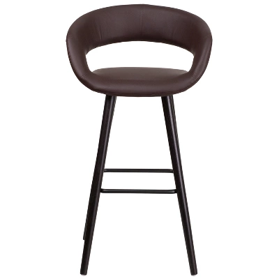 Flash Furniture Brynn Series 29'' High Contemporary Vinyl Rounded Back Barstool With Cappuccino Wood Frame 10 Flash Furniture Brynn Series 29'' High Contemporary Vinyl Rounded Back Barstool With Cappuccino Wood Frame - Image 8