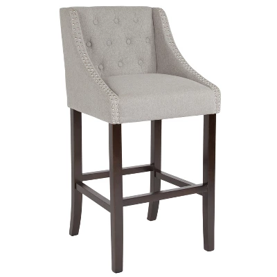 Flash Furniture Carmel Series 30" High Transitional Tufted Walnut Barstool With Accent Nail Trim 14 Flash Furniture Carmel Series 30" High Transitional Tufted Walnut Barstool With Accent Nail Trim - Image 12