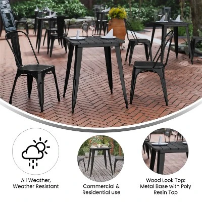 Flash Furniture Declan Commercial Grade Indoor/Outdoor Dining Table, 23.75" Square All Weather Poly Resin Top With Steel Base 6 Flash Furniture Declan Commercial Grade Indoor/Outdoor Dining Table, 23.75" Square All Weather Poly Resin Top With Steel Base - Image 4