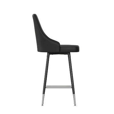 Flash Furniture Shelly Set Of 2 Commercial LeatherSoft Counter Height Bar Stools With Solid Black Metal Frames And Chrome Accented Feet And Footrests 11 Flash Furniture Shelly Set Of 2 Commercial LeatherSoft Counter Height Bar Stools With Solid Black Metal Frames And Chrome Accented Feet And Footrests - Image 9