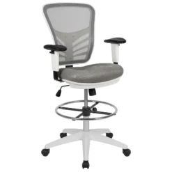 Flash Furniture Mid-Back Mesh Ergonomic Drafting Chair With Adjustable Chrome Foot Ring, Adjustable Arms -Flash Furniture GUEST a8748b71 4ecf 450e ad72 dbc2230b5edc